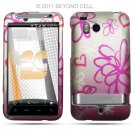 Hard Plastic Rubber Feel Design Case for HTC Thunderbolt 4G (Verizon) - Lime Flowers