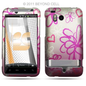 Hard Plastic Rubber Feel Design Case for HTC Thunderbolt 4G (Verizon) - Lime Flowers