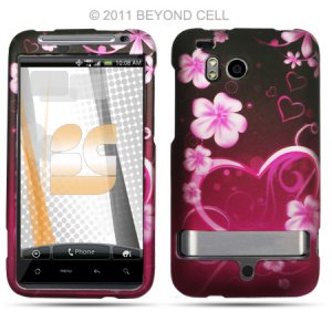Hard Plastic Rubber Feel Design Case for HTC Thunderbolt 4G (Verizon) - Lovely Heart