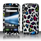 Hard Plastic Rubber Feel Design Case for Motorola Atrix 4G MB860 - Rainbow Leopard
