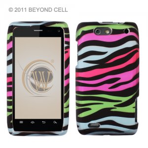 Hard Plastic Rubber Feel Design Case for Motorola Droid 4 XT894 (Verizon) - Colorful Zebra