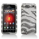 Hard Plastic Bling Rhinestone Design Case for Motorola Droid 4 XT894 - Silver & Black Zebra