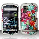 Hard Plastic Rubber Feel Design Case for Motorola Photon 4G - Purple and Blue Flowers