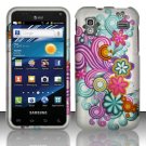 Hard Plastic Rubber Feel Design Case for Samsung Captivate Glide 4G - Purple and Blue Flowers