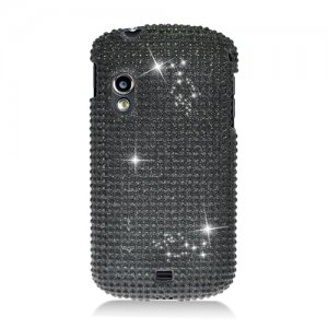 Hard Plastic Bling Rhinestone Design Case for Samsung Stratosphere i405 - Black