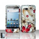 Hard Plastic Rubber Feel Design Case for HTC G2 - Red and Gold Flowers