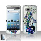 Hard Plastic Rubber Feel Design Case for HTC G2 - White and Purple Flowers