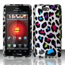 Hard Plastic Rubber Feel Design Case for Motorola Droid 4 XT894 (Verizon) - Rainbow Leopard