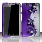 Hard Plastic Rubber Feel Design Case for Motorola Droid RAZR Maxx XT916 - Silver & Purple Vines