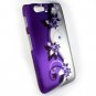 Hard Plastic Rubber Feel Design Case for Motorola Droid RAZR Maxx XT916 - Silver & Purple Vines