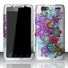 Hard Plastic Rubber Feel Design Case for Motorola Droid RAZR Maxx XT916 - Purple & Blue Flowers