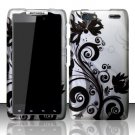 Hard Plastic Rubber Feel Design Case for Motorola Droid RAZR Maxx XT916 - Silver & Black Vines