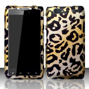 Hard Plastic Rubber Feel Design Case for Motorola Droid RAZR Maxx XT916 - Golden Cheetah