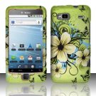 Hard Plastic Rubber Feel Design Case for HTC G2 - Green Flowers and Butterfly