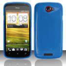 Soft TPU Gel Skin Cover Case for HTC One S/Ville (T-Mobile) - Blue