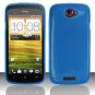 Soft TPU Gel Skin Cover Case for HTC One S/Ville (T-Mobile) - Blue