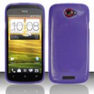 Soft TPU Gel Skin Cover Case for HTC One S/Ville (T-Mobile) - Purple