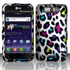 Hard Plastic Rubberized Design Case for LG Connect 4G (MetroPCS)/Viper 4G (Sprint) - Rainbow Leopard