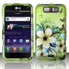 Hard Plastic Rubberized Design Case for LG Connect 4G (MetroPCS)/Viper 4G (Sprint) - Green Butterfly