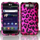 Hard Plastic Rubberized Design Case for LG Connect 4G (MetroPCS)/Viper 4G (Sprint) - Pink Leopard