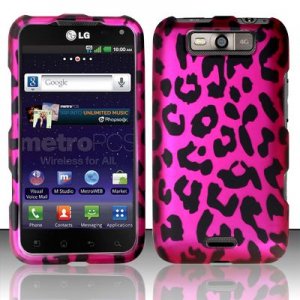 Hard Plastic Rubberized Design Case for LG Connect 4G (MetroPCS)/Viper 4G (Sprint) - Pink Leopard
