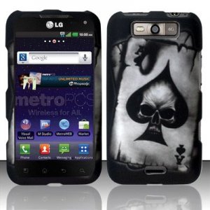 Hard Plastic Rubberized Design Case for LG Connect 4G (MetroPCS)/Viper 4G (Sprint) - Spade Skull
