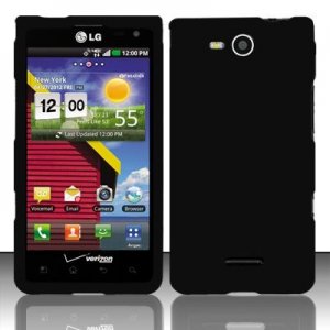Hard Plastic 2-Piece Snap On Rubberized Case for LG Lucid 4G VS840 - Black
