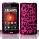 Hard Plastic Rubber Feel Design Case for Motorola Droid 4 XT894 (Verizon) - Hot Pink Leopard
