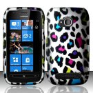Hard Plastic 2 Piece Snap On Rubberized Case for Nokia Lumia 710 - Rainbow Leopard
