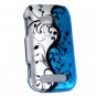 Hard Plastic 2 Piece Snap On Rubberized Case for Nokia Lumia 710 - Silver and Blue Vines