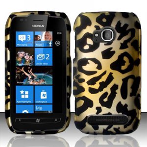 Hard Plastic 2 Piece Snap On Rubberized Case for Nokia Lumia 710 - Golden Cheetah