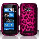 Hard Plastic 2 Piece Snap On Rubberized Case for Nokia Lumia 710 - Hot Pink Leopard