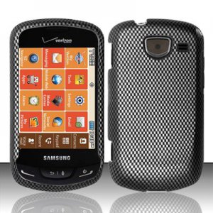 Hard Plastic Snap On Rubberized Design Case for Samsung Brightside U380 - Carbon Fiber