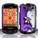 Hard Plastic Snap On Rubberized Design Case for Samsung Brightside U380 - Silver and Purple Vines