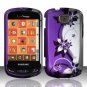 Hard Plastic Snap On Rubberized Design Case for Samsung Brightside U380 - Silver and Purple Vines