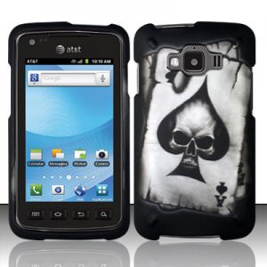 Hard Plastic Snap On Rubberized Design Case for Samsung Rugby Smart i847 - Ace of Spade Skull