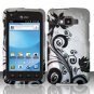 Hard Plastic Snap On Rubberized Design Case for Samsung Rugby Smart i847 - Silver and Black Vines