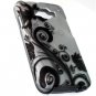 Hard Plastic Snap On Rubberized Design Case for Samsung Rugby Smart i847 - Silver and Black Vines