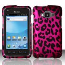 Hard Plastic Snap On Rubberized Design Case for Samsung Rugby Smart i847 - Hot Pink Leopard