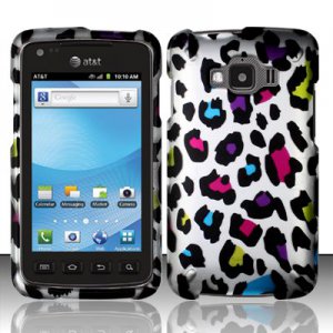 Hard Plastic Snap On Rubberized Design Case for Samsung Rugby Smart i847 - Rainbow Leopard