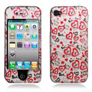 Hard Plastic Rubber Feel Design Case for Apple iPhone 4/4S - Love You