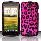 Hard Plastic Rubberized Design Case for HTC One S/Ville (T-Mobile) - Hot Pink Leopard