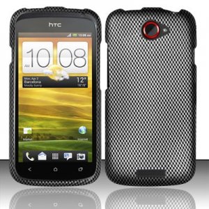 Hard Plastic Rubberized Snap On Design Case for HTC One S/Ville (T-Mobile) - Carbon Fiber