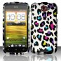 Hard Plastic Rubberized Snap On Design Case for HTC One S/Ville (T-Mobile) - Rainbow Leopard