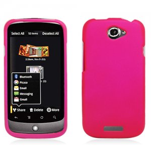 Hard Plastic 2-Piece Rubberized Snap On Cover Case for HTC One S/Ville (T-Mobile) - Hot Pink