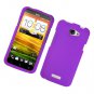 Hard Plastic 2-Piece Rubberized Snap On Cover Case for HTC One X/Elite (AT&T) - Purple