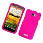 Hard Plastic 2-Piece Rubberized Snap On Cover Case for HTC One X/Elite (AT&T) - Hot Pink