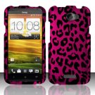 Hard Plastic 2-Piece Rubberized Snap On Design Case for HTC One X/Elite (AT&T) - Hot Pink Leopard