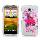 Hard Plastic 2-Piece Rubberized Snap On Design Case for HTC One X/Elite (AT&T) - Floating Hearts