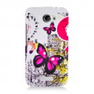 Hard Plastic 2-Piece Rubberized Snap On Design Case for HTC One X/Elite (AT&T) - Dual Pink Butterfly